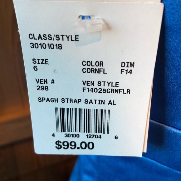 David's Bridal F14025 Blue Spaghetti Straps A Line - Picture 5 of 6